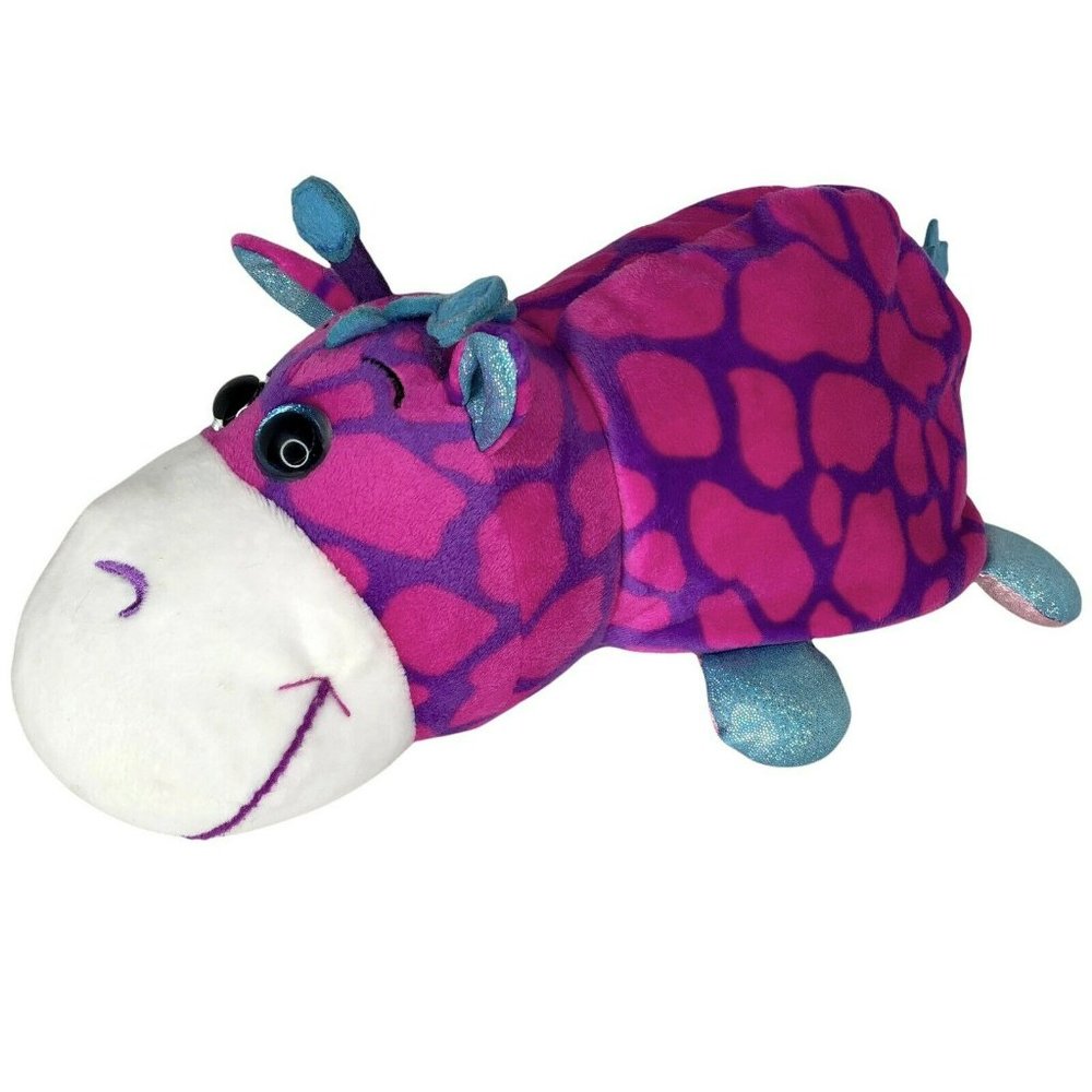 The Original Flip a Zoo Hetal Hippo & Janika Giraffe Plush Toy Pillow 11.5" - Picture 1 of 4